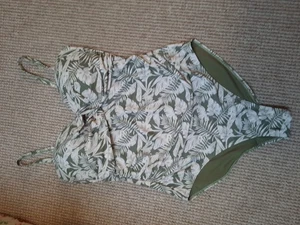 Khaki Green Patterned Swimming Costume Size 16 - Picture 1 of 4