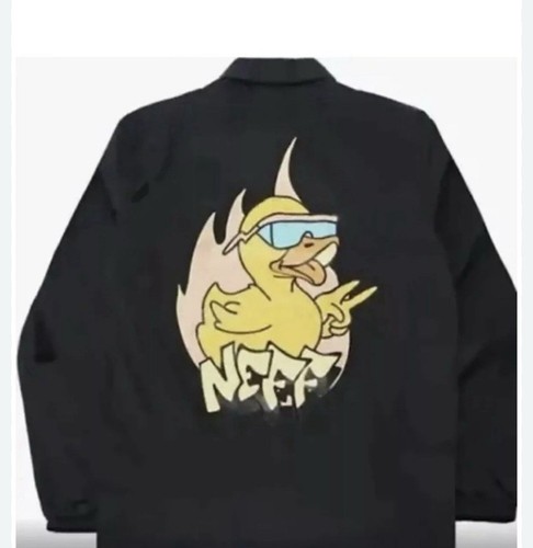 Giacca a vento uomo Neff Fresh Ducky Coaches taglia large nera nuova con etichette