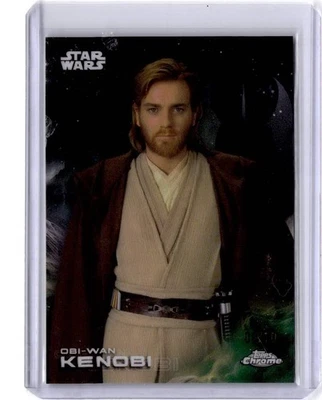 2025 Star Wars Chrome Obi-Wan Kenobi Aurebesh Mustafar Black Refractor #/10 - Image 1 of 2
