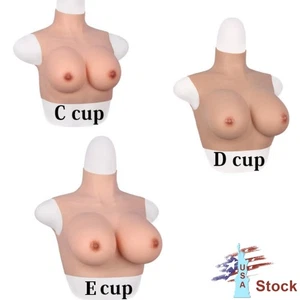 Light Short Silicone Breast Forms Fake Boobs For Cosplay Transgender Drag Queen - Picture 1 of 14