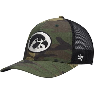 Men's '47 Camo/Black Iowa Hawkeyes Team Logo Trucker Snapback Hat - Picture 1 of 4
