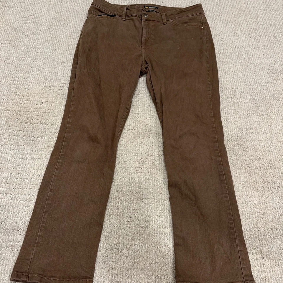 Lee Pants Womens 8 Brown Regular Fit Mid Rise Straight Leg Jeans Secretly Shapes - Image 1 of 4