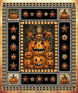 Quilting Treasures - Jeepers Creepers - 36" Pumpkin Panel - Orange - Picture 1 of 5
