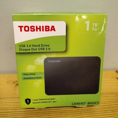 Toshiba Canvio Basics 1TB Portable External Hard Drive USB 3.0 – With Cable - Image 1 of 4