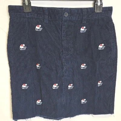 Vineyard Vines Corduroy Whale Logo Santa Hat Skirt, Blue, Girls Size 18 - Image 1 of 4