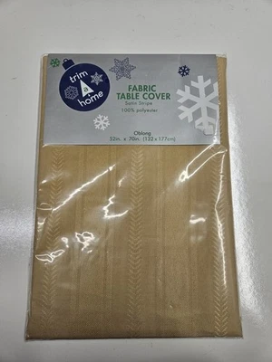 Trim A Home Gold Fabric Table cover TableCloth Oblong Rectangle 52 X 70 New - Image 1 of 4