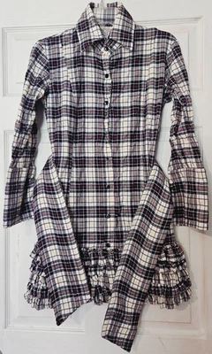 Women's 65 Belle Plaid Print Mini Dress With Belt/ US Size 6 Women's Apparel - Image 1 of 4