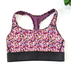 Victoria's Secret The Player Racerback Sports Bra Small Geometric Pink Pattern - Picture 1 of 5