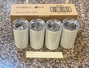 12 Unzen dünner doppelwandiger Edelstahl Becher 4er Pack/mit Strohhalmen - Bild 1 von 4