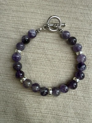 Genuine Amethyst Bracelet With Toggle Clasp - Image 1 of 2