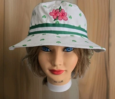 Imperial Shamrock St Patrick’s Seahorse Flower White Green Bucket Hat Sz L NWT - Image 1 of 4