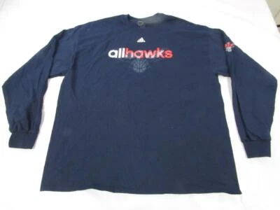 New Atlanta Hawks "allhawks" Mens Size 2XL 2XLarge Blue Adidas Long Sleeve Shirt - Image 1 of 4