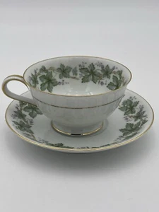 Noritake Tea Cup & Saucer Madera Pattern Grape Leaves Gold Brim #5106 Gift - Picture 1 of 18