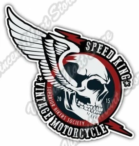 Speed King Vintage Motorrad Biker Totenkopf Auto Autoaufkleber Vinyl Aufkleber 5"X4" - Bild 1 von 1