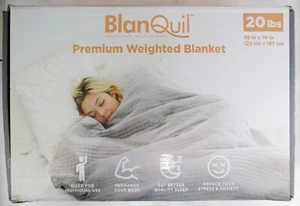 BlanQuil Premium 20lbs Weighted Blanket 48” x 74” Grey New In Box Ships Daily - Picture 1 of 2