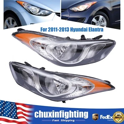 Headlights Assembly Left+Right Headlamps Halogen For 2011-2013 Hyundai Elantra Foto 1 de 4