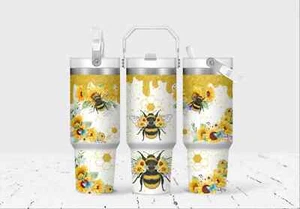 Bee Sunflower 30 Oz Flip Straw Tumbler With Handle - Picture 1 of 1