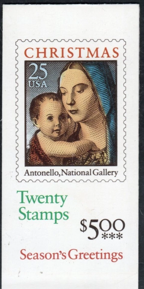 US Scott #BK180, "Christmas Madonna" Booklet of 20 ea.  25 cent stamps - Image 1 of 1