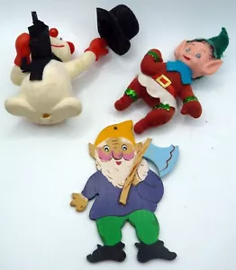 Lot 3 Vintage Christmas Ornaments ELF-SLOCKED FROSTY SNOWMAN-DWARF - Picture 1 of 3