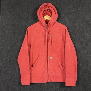 Carhartt Womens Small Full Zip Kentwood Fleece Jacket Coral Red Hooded Pockets - Picture 1 of 17