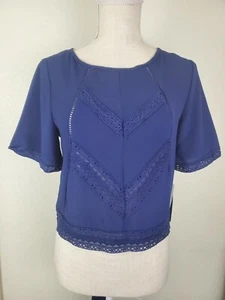 NEW w/ Tags Heart Soul Navy Blue Cropped Dress Shirt Blouse Size Medium.  - Picture 1 of 4