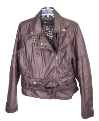 Chaqueta Moto Moda International Para Mujer Talla L Imitación Cuero Forrada Leopardo Foto 1 de 4