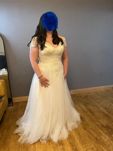 Unaltered True Bride beaded wedding dress size 18 perfect condition vintage feel - Picture 1 of 16