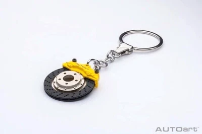 Ceramic Brake Disc Keychain W/ Omega Shape Keyring Yellow Caliper AUTOart 41506 - Image 1 of 4