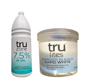 Truzone 7.5% 25vol Cream Peroxide 1L & Trulites White Powder Hair Bleach 500g - Picture 1 of 4