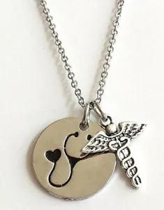 Caduceus Stethoskop Halskette 20" Arzt Krankenpflege Geschenk RN MD LPN CNA RRT - Bild 1 von 12