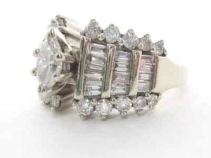 Cluster Wedding 2 Ct Marquise Cut Lab Created Diamond 14K White Gold Plated Ring - Picture 1 of 5