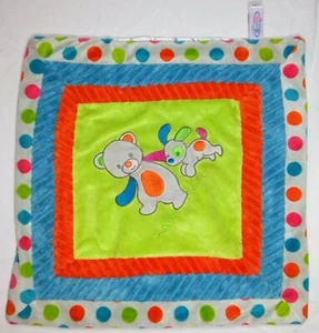 MARY MEYERS Baby Bear Puppy Dog Lovey Security Blanket Orange Grey Satin EUC - Picture 1 of 4
