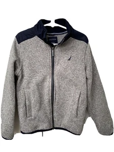 Boys Nautica Full Zip Sweater Fleece Sweatshirt Jacket Gray Size 5 - Picture 1 of 10