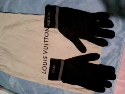 Guantes Louis Vuitton Negro Y Gris Lana Damier Tejidos En Caja Logo Plegable Muñeca L Foto 1 de 3