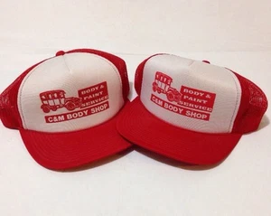 Vintage Red C And M Body Shop Snapback Trucker Ford Model T Nylon Mesh Hat - Picture 1 of 3