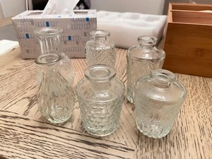 Mini Glass Bud Vases (Set of 6) Small Vases for Flowers 12"L x 11"W x 3.9"H - Picture 1 of 6