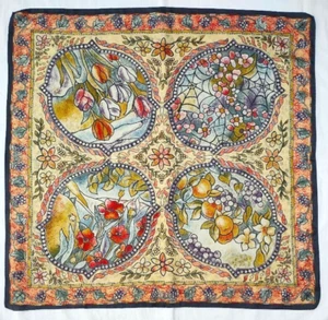 Vintage Past Times silk scarf - Four Seasons detailed print - 35 x 35 inches - Picture 1 of 7