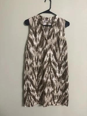 Chico’s 100% Linen Shift Dress Womens Size 0 /4 Small Sleeveless Brown Vacation - Image 1 of 4