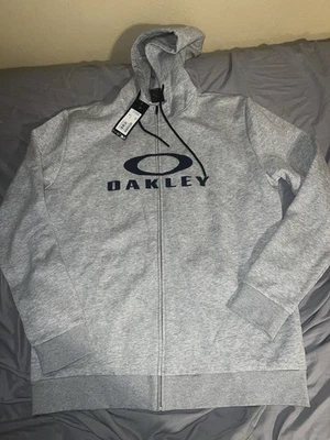 Oakley Men's Bark Fz Zip Hoodie Sweatshirt Blackout Gray Large - Image 1 of 4