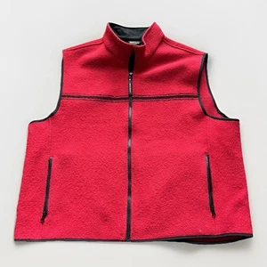 Woolrich Vest Men XXL Boiled Wool Full Zip Red Stripe Outdoors Hiking Pockets - Picture 1 of 9