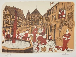 ADOLF BORN: Lithographie "Kayserberg"; 137/300 - Imagen 1 de 2