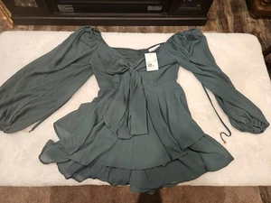 Women's Forever 21 HYFVE Green Teal Mini Dress Romper Size Medium - Picture 1 of 9