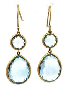 Designer IPPOLITA 18k Yellow Gold Blue Topaz Rock Candy Snowman Dangle Earrings - Picture 1 of 13