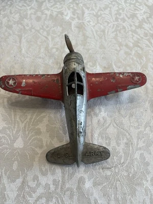 Vintage Hubley Kiddie Toy US Army Plane With Collapsible Wheels 7” Wingspan - Image 1 of 4