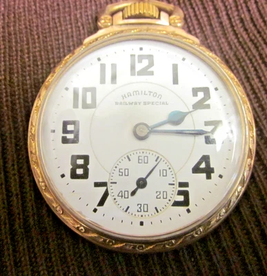 HAMILTON RAILWAY SPECIAL  21 JEWEL 992B POCKET WATCH 10K GOLD FILLED RUNS - Image 1 of 4