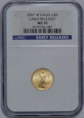 2007 W BURNISHED (ON NGC WEBSITE) GOLD EAGLE EARLY RELEASES G$5 NGC WORTH +++!!! - Image 1 of 2