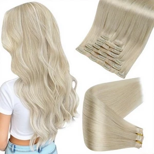 Extension Capelli Biondi Full Shine Clip in Extension Capelli Biondo Platino Clip i - Foto 1 di 10