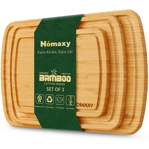 Bamboo Cutting Boards for Kitchen Set of 3 Wood Cutting Board Set with Juice ... - Picture 1 of 9