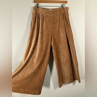 Pantalones de Pana MADEWELL Pierna Ancha Recortados Tiro Alto Pull-On Marrón Tabaco XL Foto 1 de 4