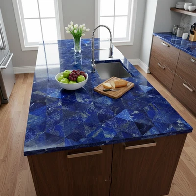 White Agate Modern Kitchen Island Top – Luxury Gemstone Countertop | Handcrafted - Image 1 of 4